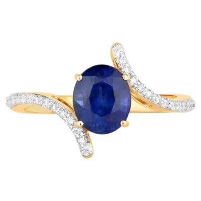 Pre-owned 1stdibs Blue Sapphire Ring With Diamonds 2.38 Carats 18k Yellow Gold