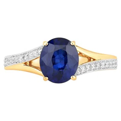 Pre-owned 1stdibs Blue Sapphire Ring With Diamonds 2.4 Carats 18k Yellow Gold