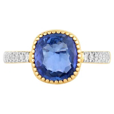 Pre-owned 1stdibs Blue Sapphire Ring With Diamonds 2.42 Carats 18k Yellow Gold