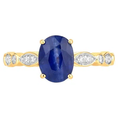 Pre-owned 1stdibs Blue Sapphire Ring With Diamonds 2.42 Carats 18k Yellow Gold