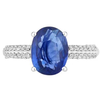 Pre-owned 1stdibs Blue Sapphire Ring With Diamonds 2.44 Carats 18k White Gold