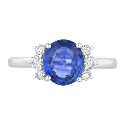Pre-owned 1stdibs Blue Sapphire Ring With Diamonds 2.48 Carats 18k White Gold