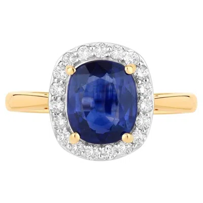 Pre-owned 1stdibs Blue Sapphire Ring With Diamonds 2.48 Carats 18k Yellow Gold