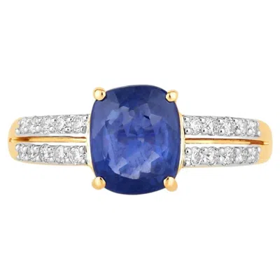 Pre-owned 1stdibs Blue Sapphire Ring With Diamonds 2.5 Carats 18k Yellow Gold