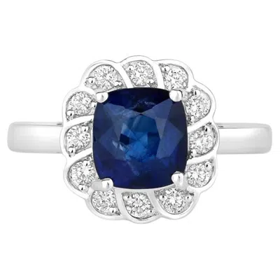 Pre-owned 1stdibs Blue Sapphire Ring With Diamonds 2.56 Carats 18k White Gold