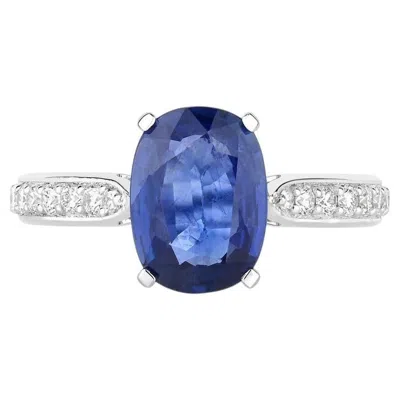 Pre-owned 1stdibs Blue Sapphire Ring With Diamonds 2.56 Carats 18k White Gold