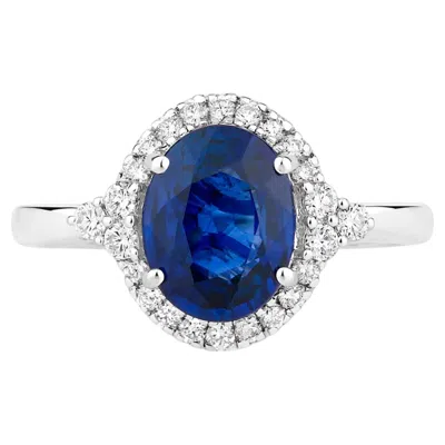 Pre-owned 1stdibs Blue Sapphire Ring With Diamonds 2.58 Carats 18k White Gold