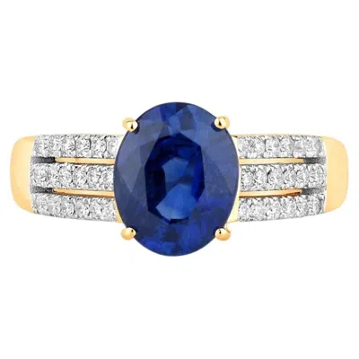 Pre-owned 1stdibs Blue Sapphire Ring With Diamonds 2.58 Carats 18k Yellow Gold