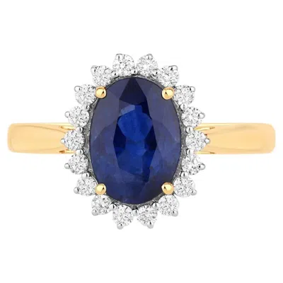 Pre-owned 1stdibs Blue Sapphire Ring With Diamonds 2.58 Carats 18k Yellow Gold