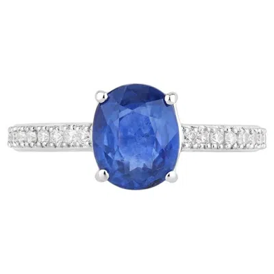 Pre-owned 1stdibs Blue Sapphire Ring With Diamonds 2.6 Carats 18k White Gold