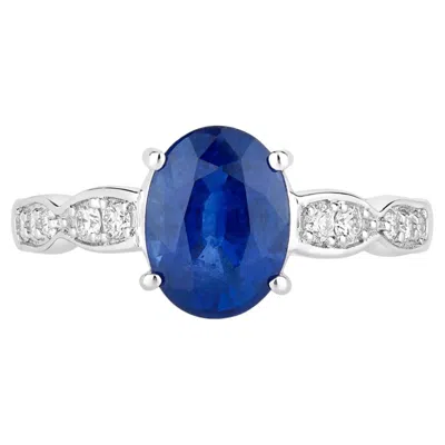 Pre-owned 1stdibs Blue Sapphire Ring With Diamonds 2.6 Carats 18k White Gold