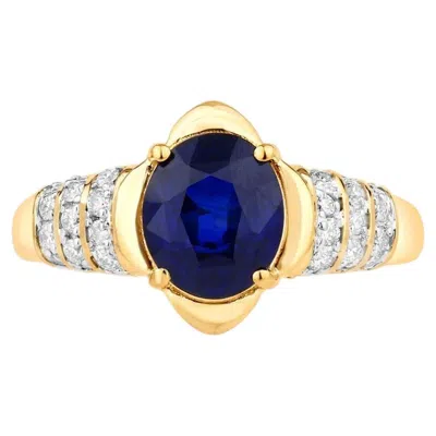 Pre-owned 1stdibs Blue Sapphire Ring With Diamonds 2.62 Carats 18k Yellow Gold