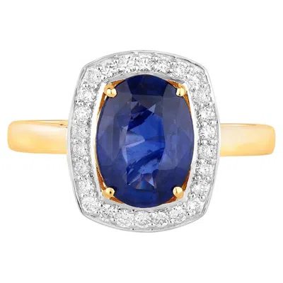 Pre-owned 1stdibs Blue Sapphire Ring With Diamonds 2.64 Carats 18k Yellow Gold