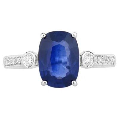 Pre-owned 1stdibs Blue Sapphire Ring With Diamonds 2.66 Carats 18k White Gold