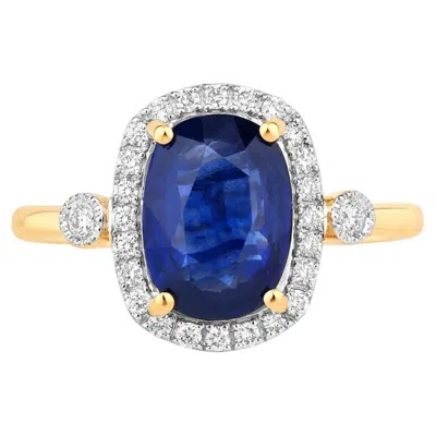 Pre-owned 1stdibs Blue Sapphire Ring With Diamonds 2.66 Carats 18k Yellow Gold