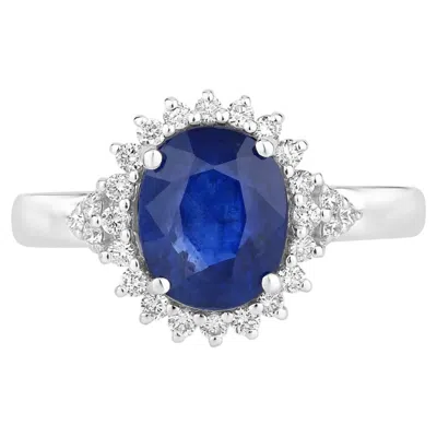 Pre-owned 1stdibs Blue Sapphire Ring With Diamonds 2.76 Carats 18k White Gold