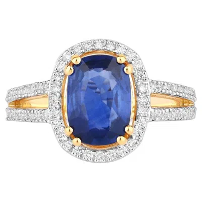 Pre-owned 1stdibs Blue Sapphire Ring With Diamonds 2.78 Carats 18k Yellow Gold