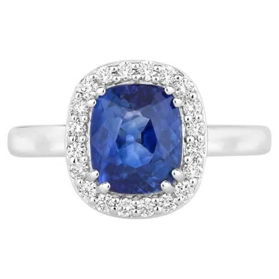 Pre-owned 1stdibs Blue Sapphire Ring With Diamonds 2.92 Carats 18k White Gold
