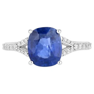 Pre-owned 1stdibs Blue Sapphire Ring With Diamonds 2.94 Carats 18k White Gold