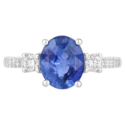 Pre-owned 1stdibs Blue Sapphire Ring With Diamonds 3.06 Carats 18k White Gold