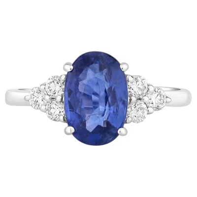 Pre-owned 1stdibs Blue Sapphire Ring With Diamonds 3.12 Carats 18k White Gold