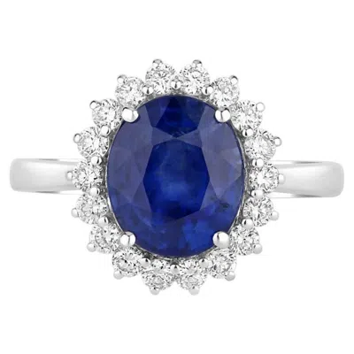 Pre-owned 1stdibs Blue Sapphire Ring With Diamonds 3.46 Carats 18k White Gold