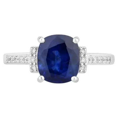 Pre-owned 1stdibs Blue Sapphire Ring With Diamonds 3.62 Carats 18k White Gold
