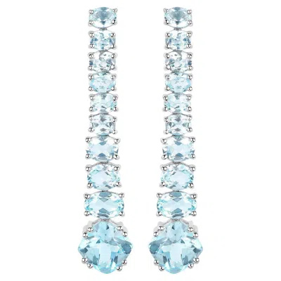 Pre-owned 1stdibs Blue Topaz Dangle Earrings 8.5 Carats 18k Gold Plated Silver
