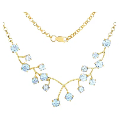 Pre-owned 1stdibs Blue Topaz Necklace 7.32 Carats Gold Plated Sterling Silver