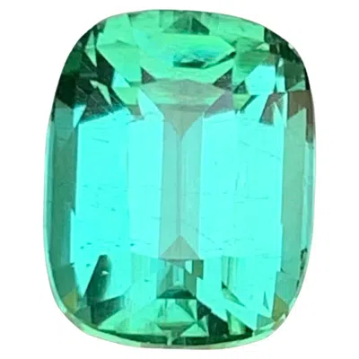 Pre-owned 1stdibs Bluish Minty Green Natural Tourmaline Ring Loose Gemstone 4.10 Ct Cushion-jewel