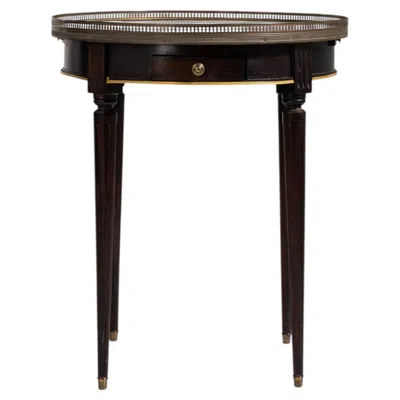 Pre-owned 1stdibs Bouillotte Table With Marble Top & Brass Accents In Brown