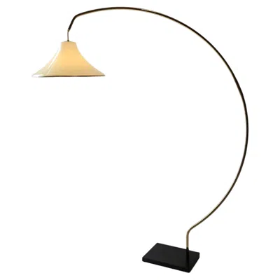 Pre-owned 1stdibs Brass Arc Floor Lamp With Acrylic Shade, 1980s In Sand