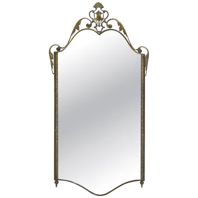 Pre-owned 1stdibs Brass Wall Mirror, Made In Italy, 1940s In Gray