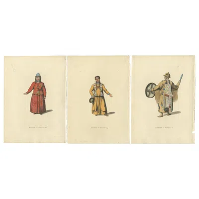 Pre-owned 1stdibs Bratzkian Attire And Shamanic Regalia In 19th Century Russian Engravings, 1814 In White
