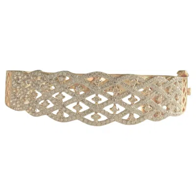 Pre-owned 1stdibs Broad Natural Diamond Bangle Bracelet In 14k Solid Gold (certified) In Multi