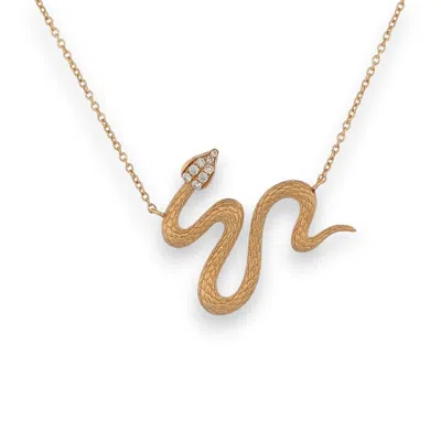 Pre-owned 1stdibs Bronte 18k Gold Snake Necklace – 0.07ct Diamond-accented Serpent Pendant In Multi