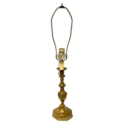Pre-owned 1stdibs Bronze French Candlestick Table Lamp In Gold