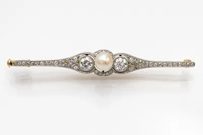 Pre-owned 1stdibs Brooch With Old European Diamonds 0.95 Ct And Cultured Pearl, Early Xx Century In Multi