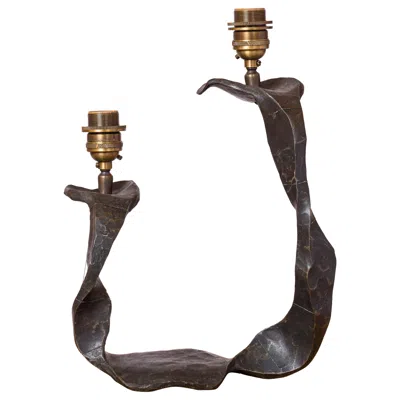 Pre-owned 1stdibs Brutalist "fer Battu" Iron Double Arm "ferronnerie" Table Lamp - France 1970's In Black