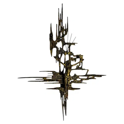Pre-owned 1stdibs Brutalist Spanish Brass Crucifix After Dalí's Christ, 1970s In Black