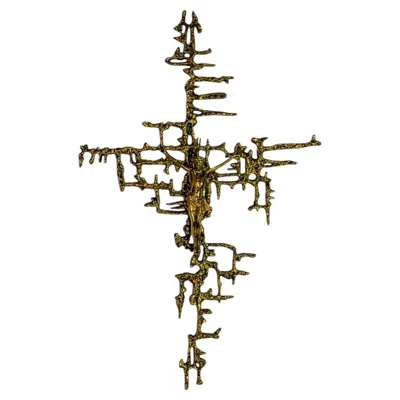Pre-owned 1stdibs Brutalist Spanish Brass Crucifix After Dalí's Christ, Circa 1970's In Brown