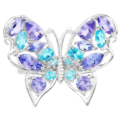 Pre-owned 1stdibs Butterfly Cocktail Ring Tanzanite And Swiss Blue Topaz 3.65 Carats