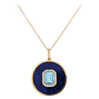 Pre-owned 1stdibs Calanthe Gemstone Pendant, 18k Yellow Gold With 1.69ct Blue Topaz