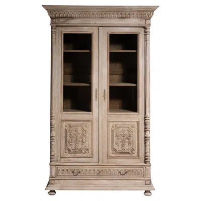 Pre-owned 1stdibs Carved Oak Vitrine In Brown