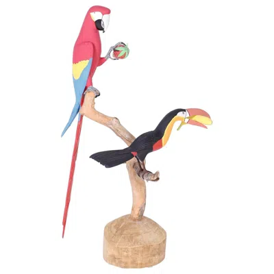 Pre-owned 1stdibs Carved Wood Sculpture Of Two Birds In A Tree In Brown