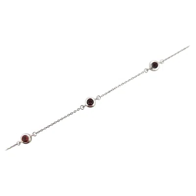 Pre-owned 1stdibs Cassia Garnet Bracelet, 10k White Gold, Elegant 7" Fine Jewelry Gift For Her