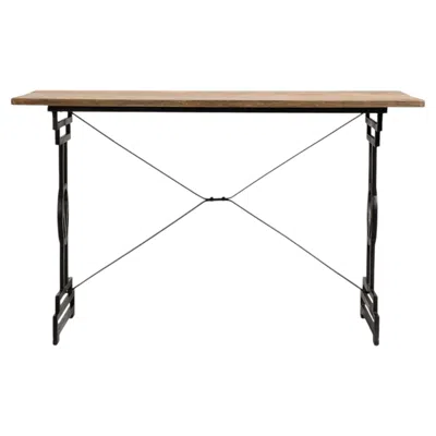 Pre-owned 1stdibs Cast Iron Bistro Table With Oak Top In Black