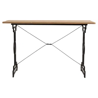 Pre-owned 1stdibs Cast Iron Bistro Table With Oak Top In Brown
