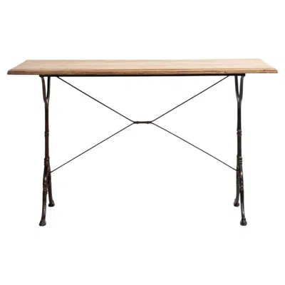 Pre-owned 1stdibs Cast Iron Bistro Table With Oak Top In Sand