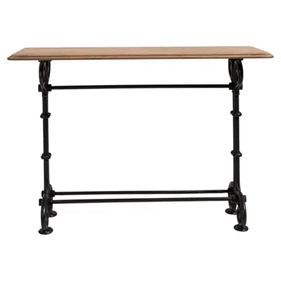 Pre-owned 1stdibs Cast Iron Bistro Table With Wood Top In Black